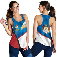 Serbia Women Racerback Tank White Eagle Version RLT7 - Wonder Print Shop
