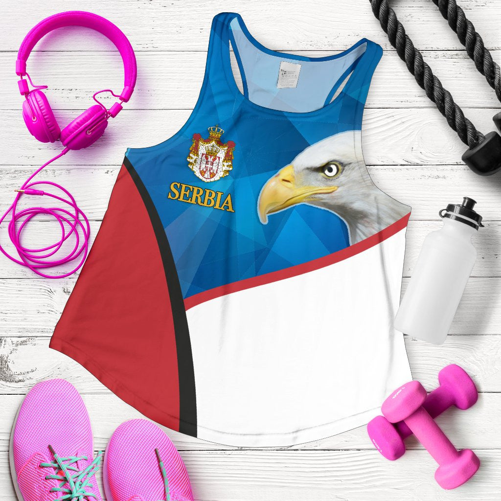 Serbia Women Racerback Tank White Eagle Version RLT7 - Wonder Print Shop