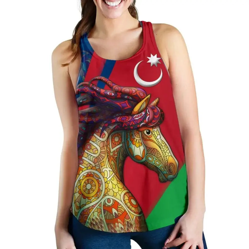 Azerbaijan Pride and Heritage Womens Racerback Tank , Happy Independence Day RLT8 - Wonder Print Shop