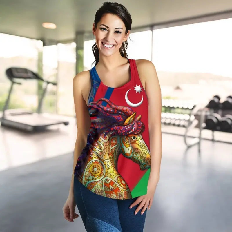 Azerbaijan Pride and Heritage Womens Racerback Tank , Happy Independence Day RLT8 - Wonder Print Shop