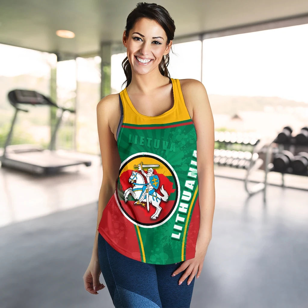 Lithuania, Lietuva Women Racerback Tank Circle Stripes Flag Proud Version RLT6 - Wonder Print Shop