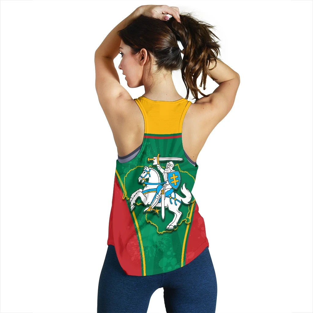 Lithuania, Lietuva Women Racerback Tank Circle Stripes Flag Proud Version RLT6 - Wonder Print Shop