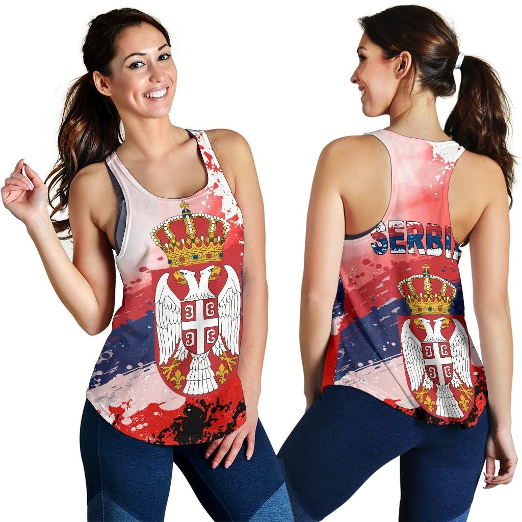 Serbia Women's Racerback Tank Serbia National Flag and Emblem RLT7 - Wonder Print Shop