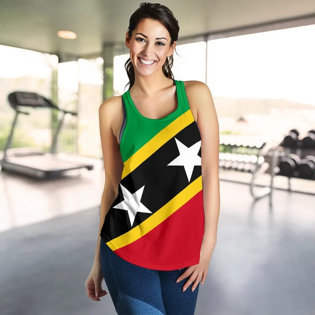 Saint Kitts and Nevis Women's Racerback Tank, Saint Kitts and Nevis Flag Style RLT6 - Wonder Print Shop