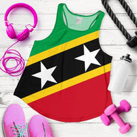 Saint Kitts and Nevis Women's Racerback Tank, Saint Kitts and Nevis Flag Style RLT6 - Wonder Print Shop