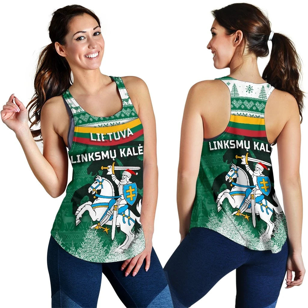 Lithuania Christmas Women Racerback Tank Simple Vibes Version RLT6 - Wonder Print Shop