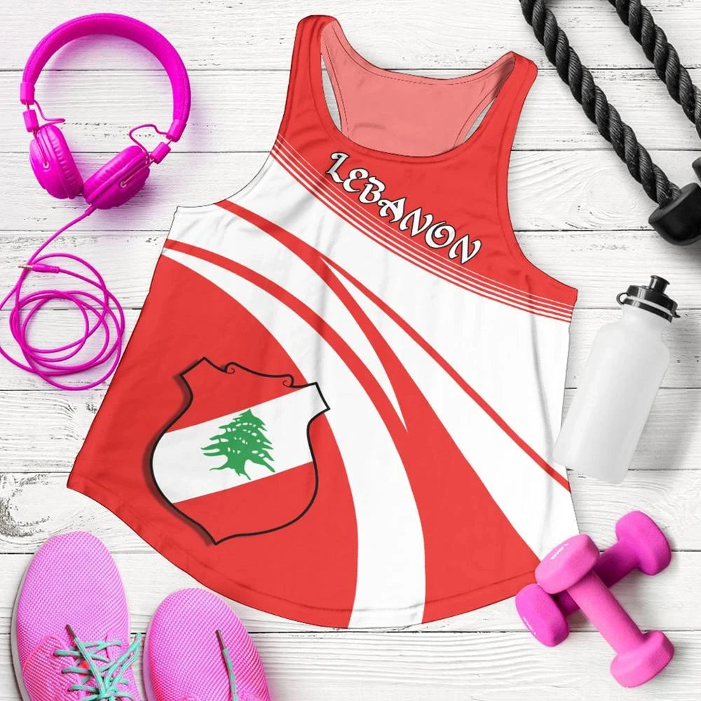 Lebanon Coat Of Arms Women Tanktop Cricket RLT6 - Wonder Print Shop