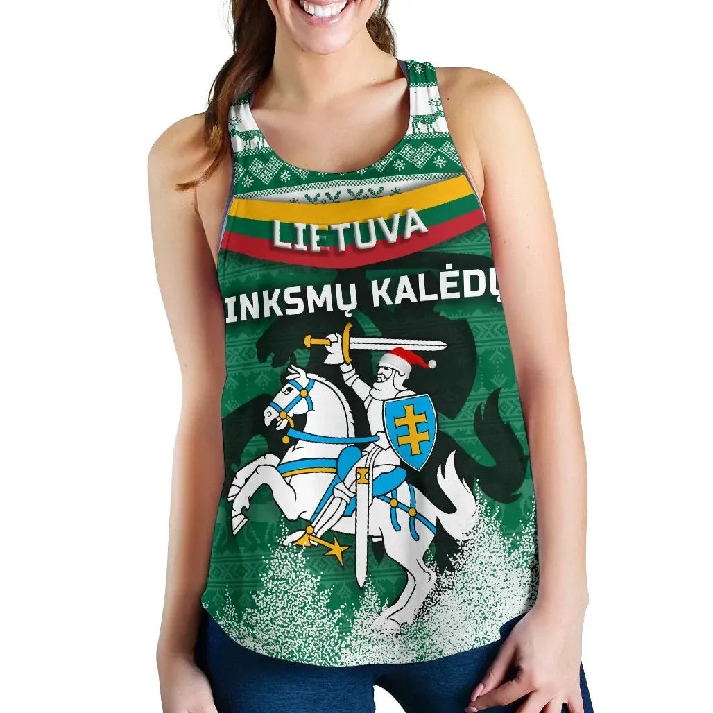Lithuania Christmas Women Racerback Tank Simple Vibes Version RLT6 - Wonder Print Shop