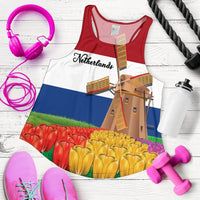 Netherlands Windmill and Tulips Women Racerback Tank RLT7 - Wonder Print Shop