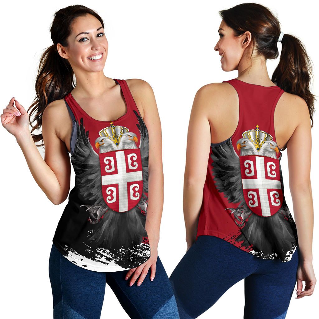 Serbia Women's Racerback Tank Serbian Eagle Tattoo RLT7 - Wonder Print Shop