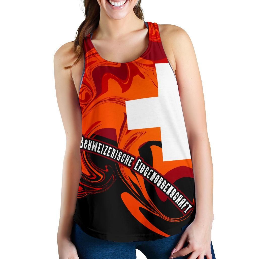 Switzerland Women's Racerback Tank, Flame Of Switzerland RLT13 - Wonder Print Shop