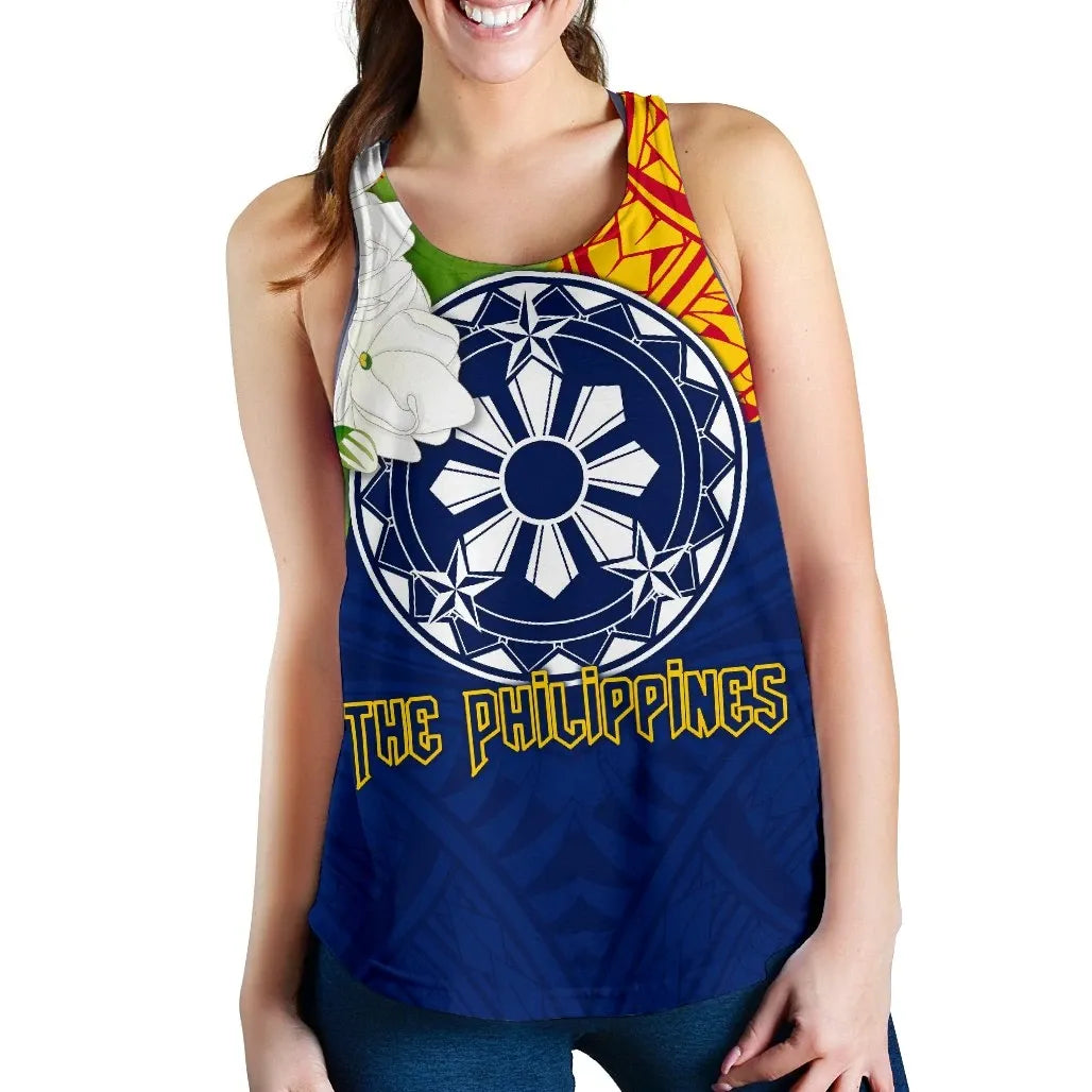 The Philippines Women's Racerback Tank, Filipino Sampaguita RLT6 - Wonder Print Shop