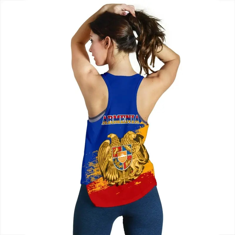 Armenia Women Racerback Tank , Armenia Blue RLT8 - Wonder Print Shop