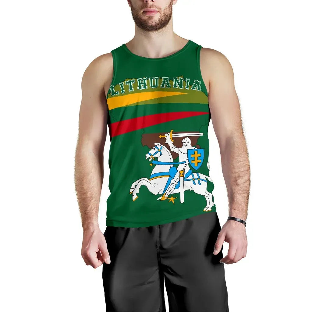 Lithuania Flag Men's Tank Top - Map Version RLT6 - Wonder Print Shop