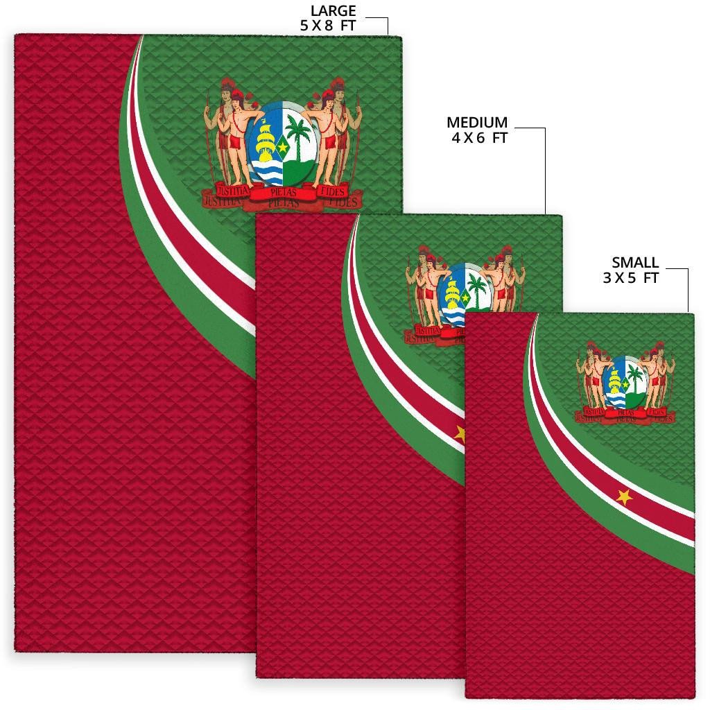 Suriname Area Rug Suriname Coat Of Arms and Flag Color RLT7 - Wonder Print Shop
