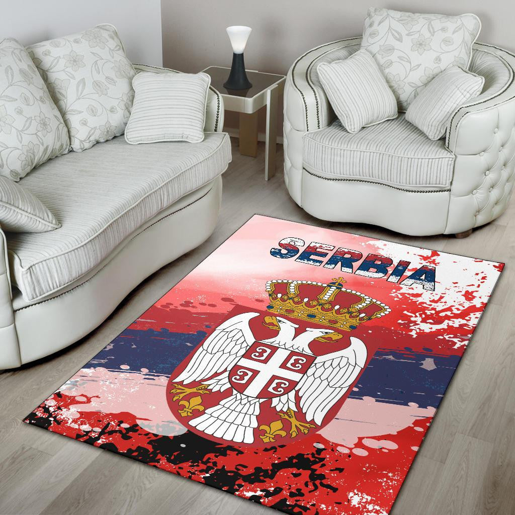 Serbia Area Rug Serbia National Flag and Emblem RLT7 - Wonder Print Shop