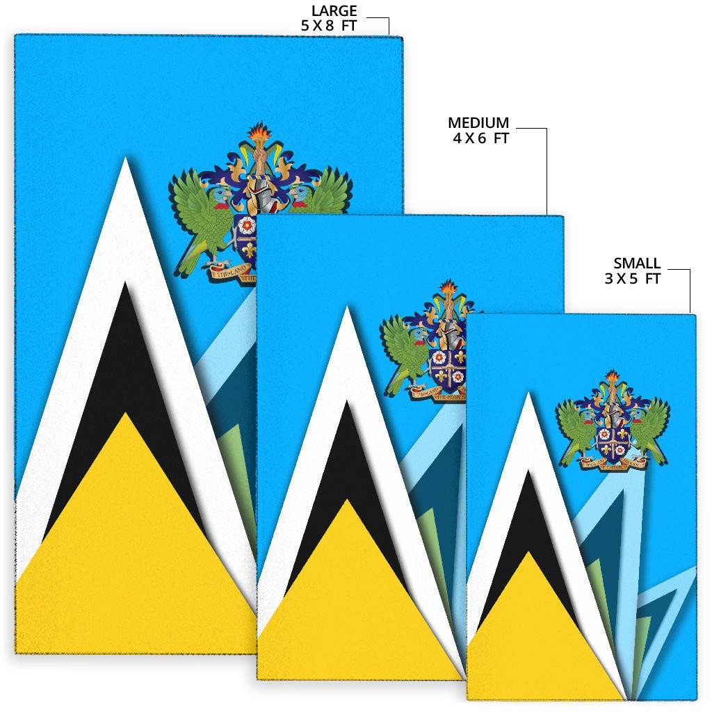 Saint Lucia Area Rug Flag With Coat Of Arms RLT6 - Wonder Print Shop