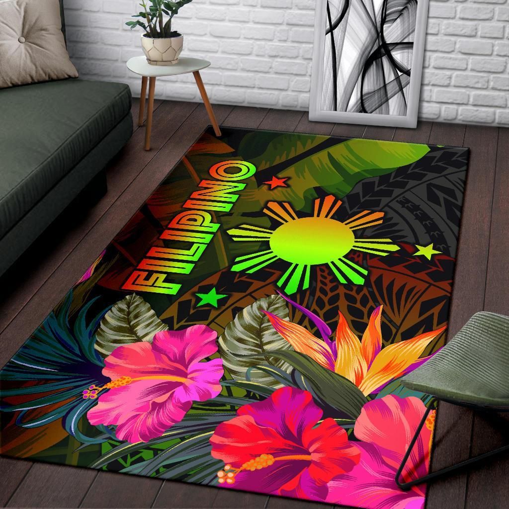 The Philippines Polynesian Area Rug Hibiscus and Banana Leaves RLT6 - Wonder Print Shop