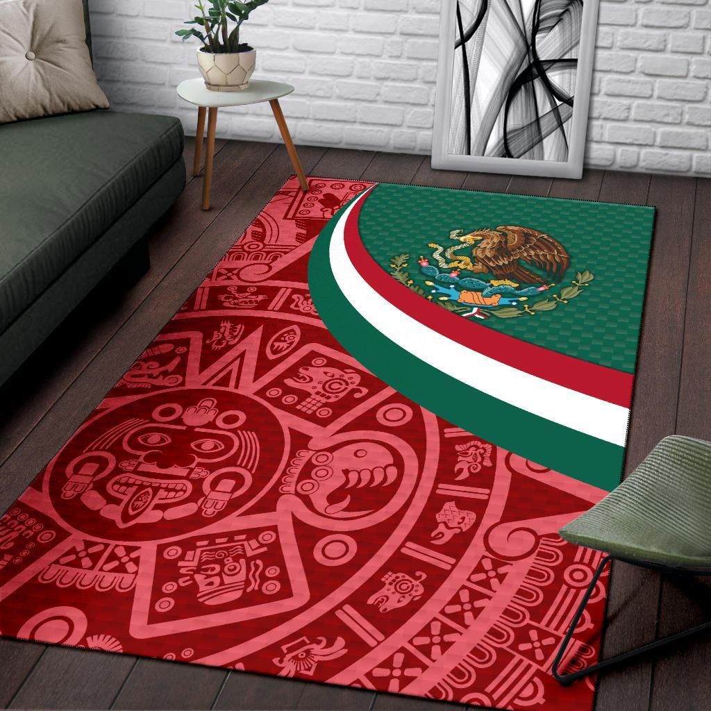 Mexico Area Rug Mexico Coat Of Arms With Aztec Patterns RLT13 - Wonder Print Shop