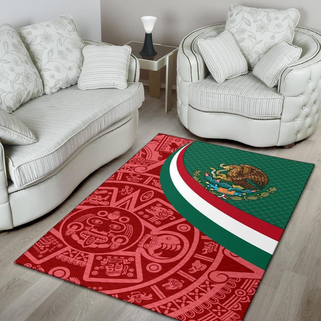 Mexico Area Rug Mexico Coat Of Arms With Aztec Patterns RLT13 - Wonder Print Shop