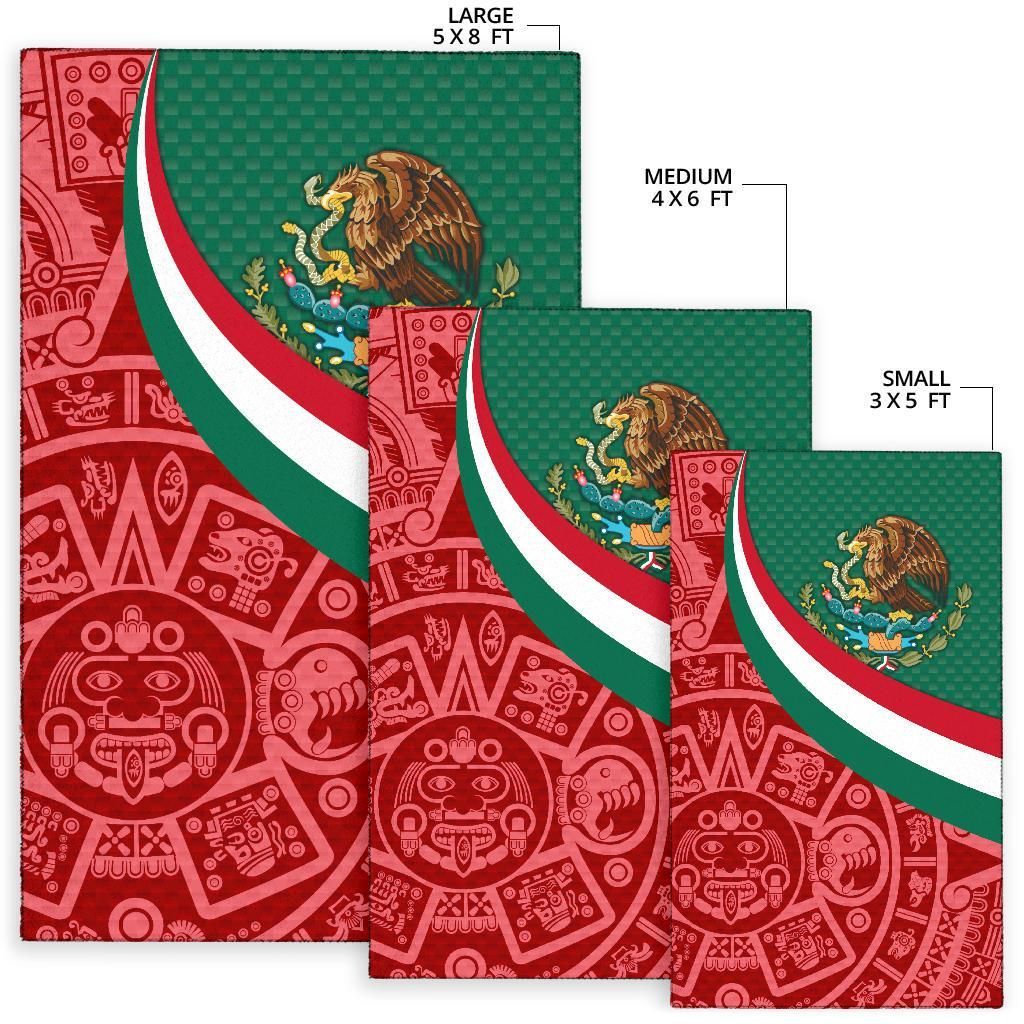 Mexico Area Rug Mexico Coat Of Arms With Aztec Patterns RLT13 - Wonder Print Shop