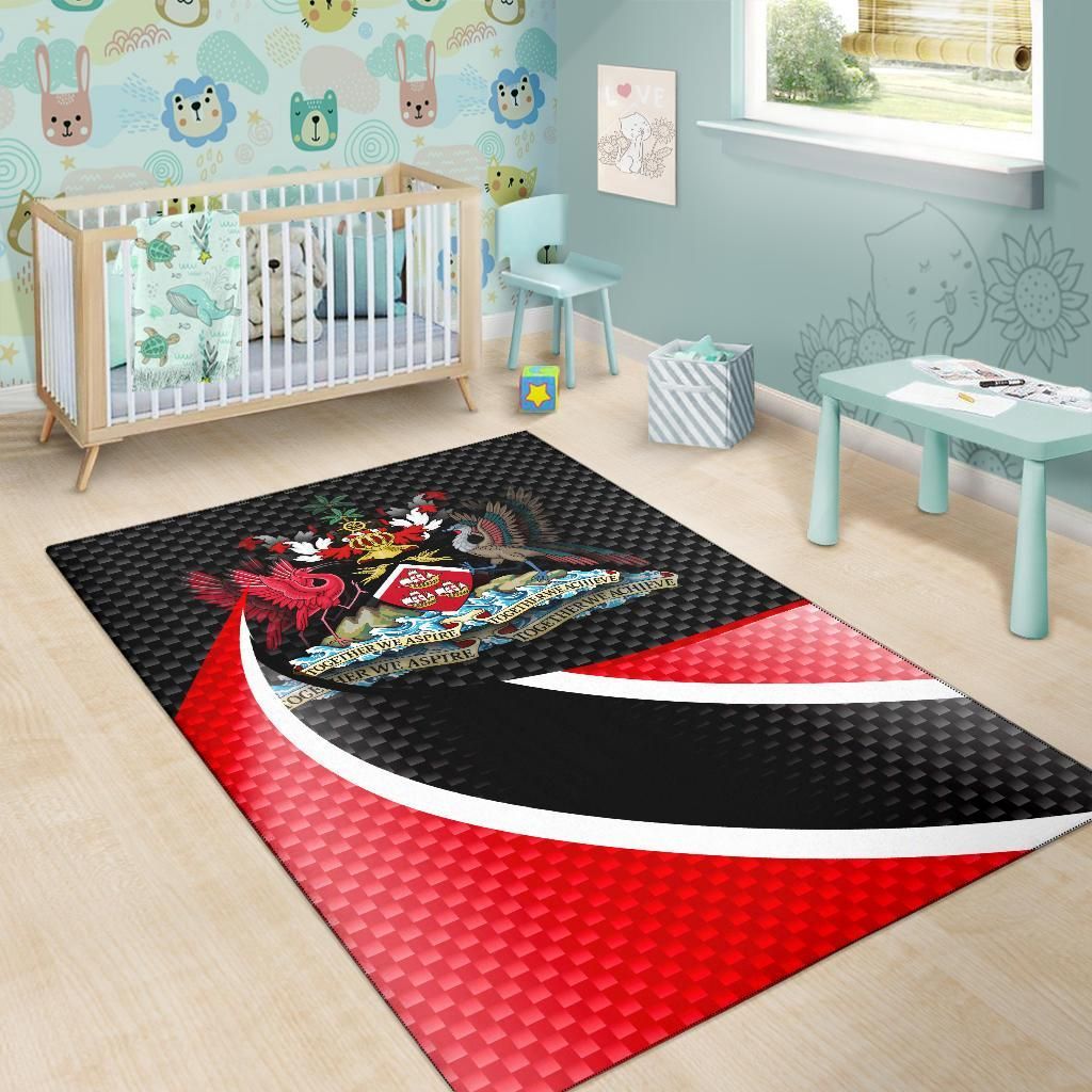 Trinidad and Tobago Area Rug Trinidad and Tobago Flag and Coat Of Arms RLT6 - Wonder Print Shop