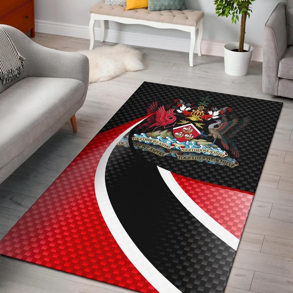Trinidad and Tobago Area Rug Trinidad and Tobago Flag and Coat Of Arms RLT6 - Wonder Print Shop