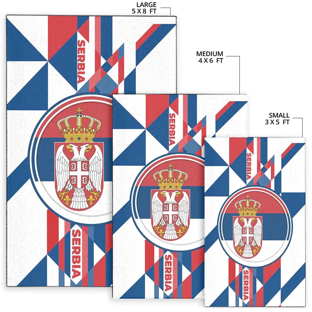 Area Rug - Serbia Flag Color With Coat Of Arm RLT7 - Wonder Print Shop