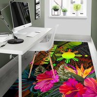 The Philippines Polynesian Personalised Area Rug Hibiscus and Banana Leaves RLT6 - Wonder Print Shop