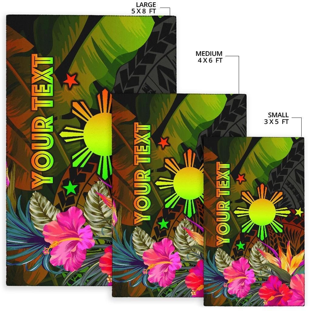 The Philippines Polynesian Personalised Area Rug Hibiscus and Banana Leaves RLT6 - Wonder Print Shop