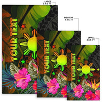 The Philippines Polynesian Personalised Area Rug Hibiscus and Banana Leaves RLT6 - Wonder Print Shop