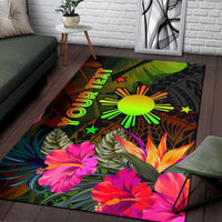 The Philippines Polynesian Personalised Area Rug Hibiscus and Banana Leaves RLT6 - Wonder Print Shop