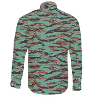 Army Guyana Tiger Stripe Camouflage Seamless Long Sleeve Button Shirt RLT8 - Wonder Print Shop