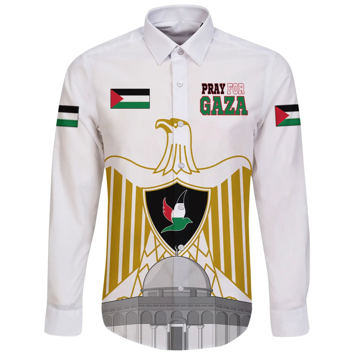 Palestine Long Sleeve Button Shirt Be Stronger Gaza RLT13 - Wonder Print Shop