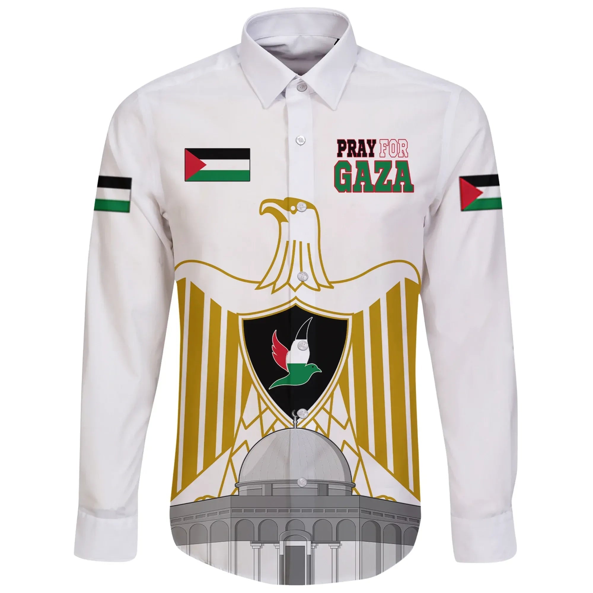 Palestine Long Sleeve Button Shirt Be Stronger Gaza RLT13 - Wonder Print Shop