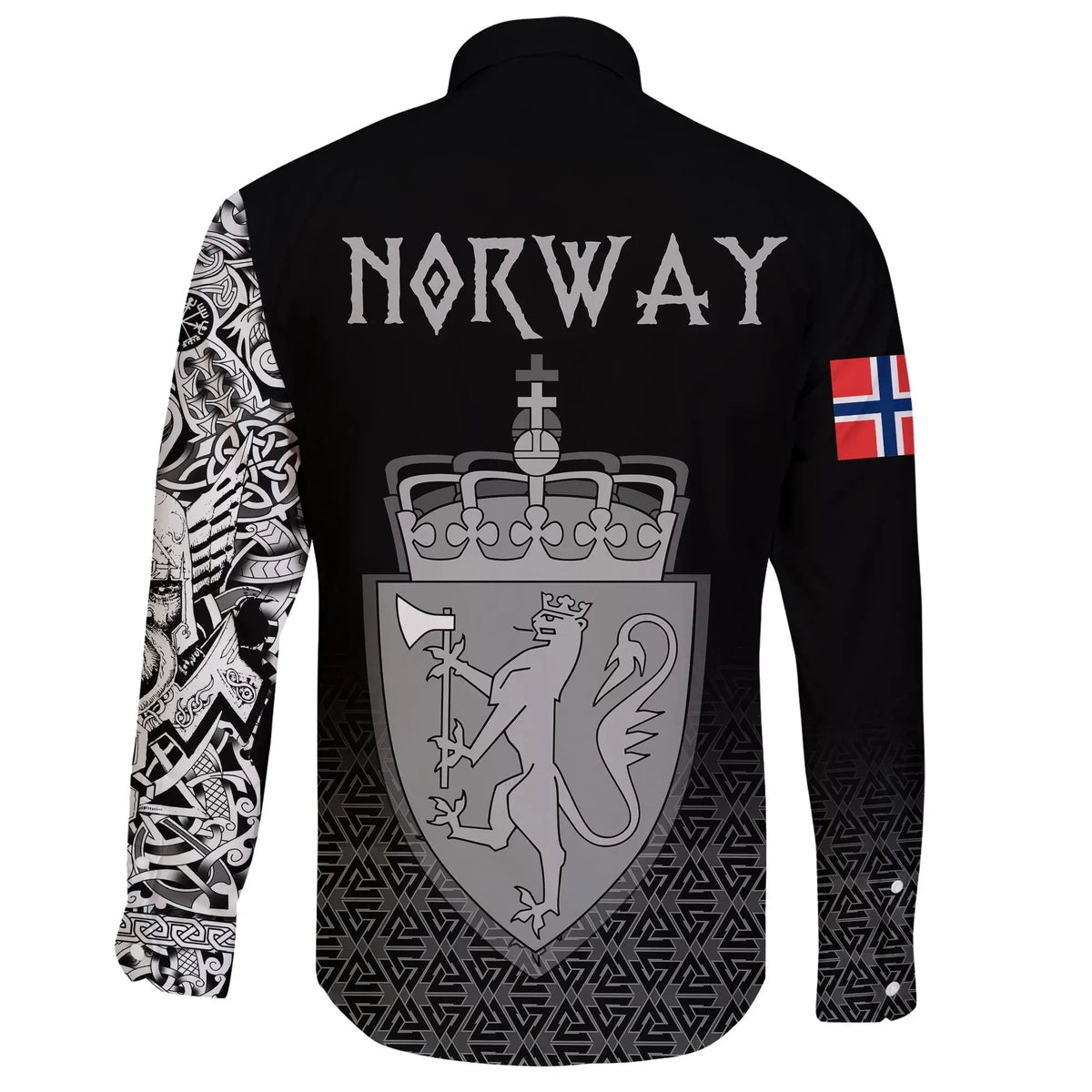 Viking Long Sleeve Button Shirt Norway Coat Of Arms RLT7 - Wonder Print Shop