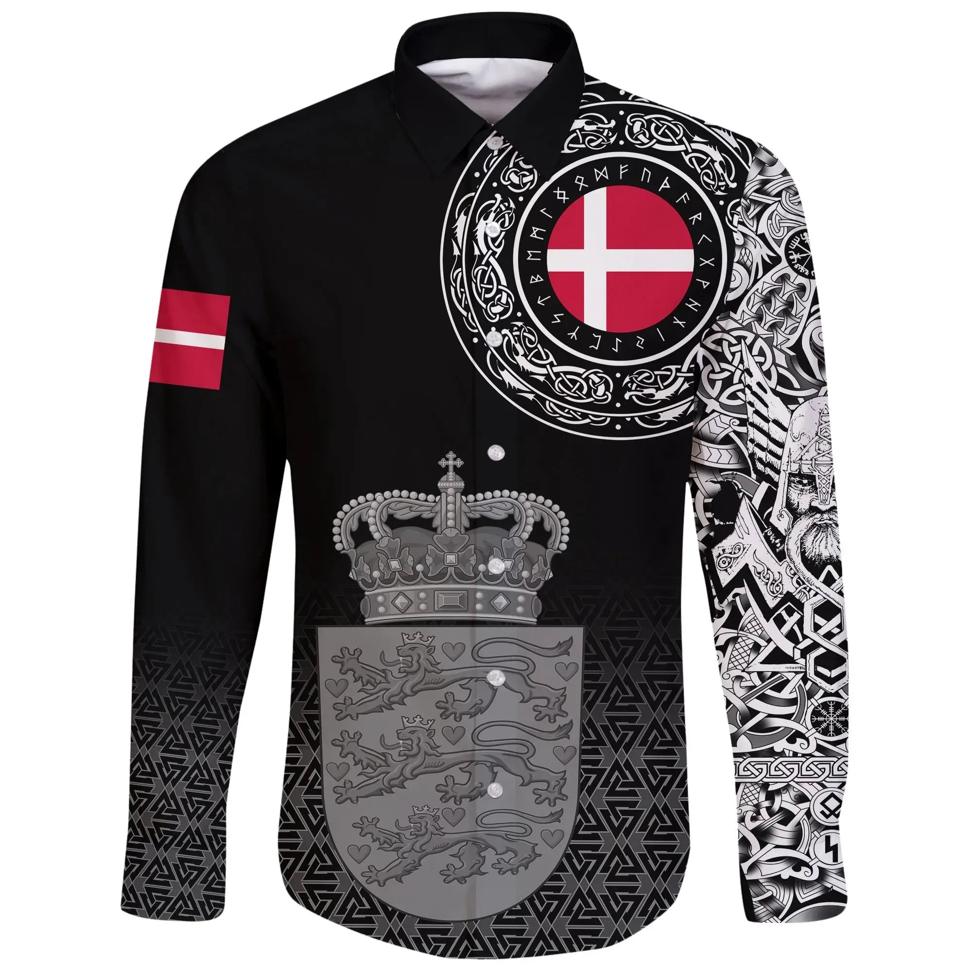 viking-long-sleeve-button-shirt-denmark-coat-of-arms