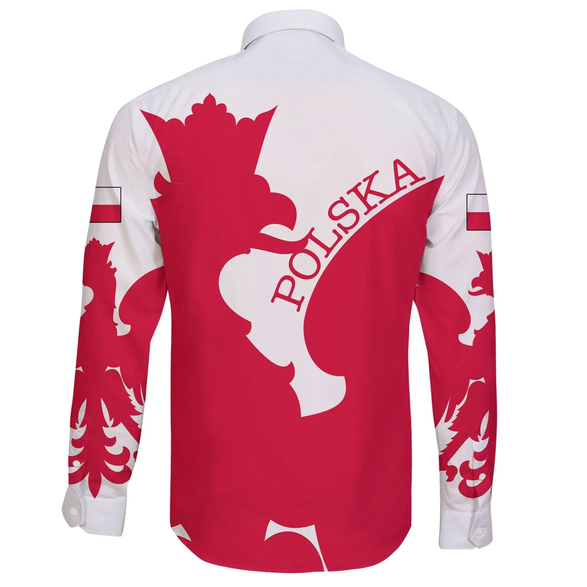 Poland Long Sleeve Button Shirt Flag Jersey RLT7 - Wonder Print Shop
