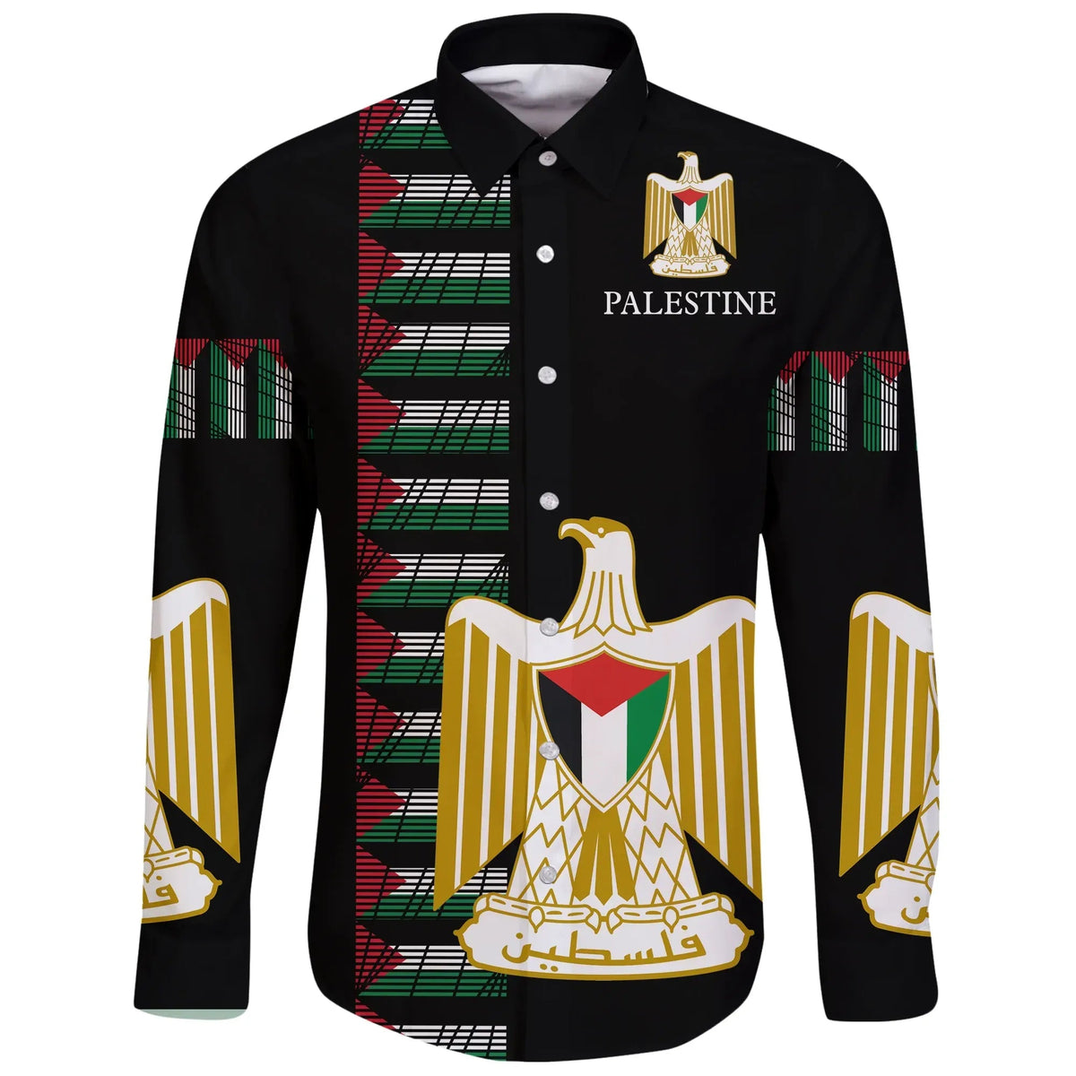 Palestine United Long Sleeve Button Shirt RLT13 - Wonder Print Shop