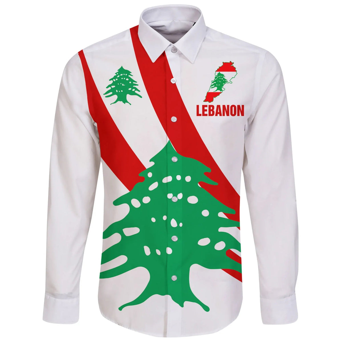 Lebanon Special Flag Long Sleeve Button Shirt RLT6 - Wonder Print Shop