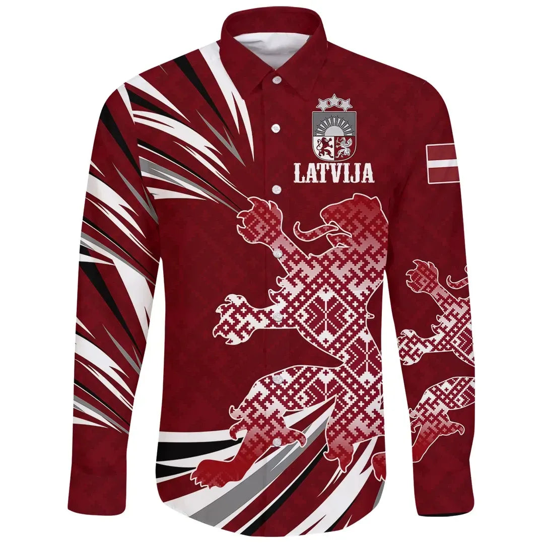 latvia-the-latvian-lion-long-sleeve-button-shirt