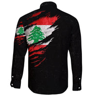 Lebanon In Me Long Sleeve Button Shirt - Special Grunge Style RLT6 - Wonder Print Shop