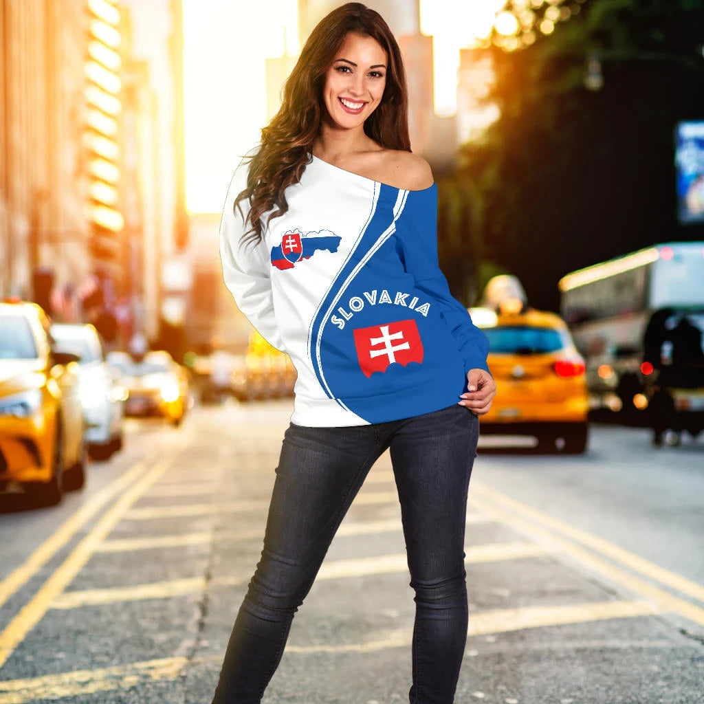 Slovakia Women's Off Shoulder Sweater, Generation RLT13 - Wonder Print Shop