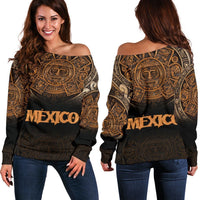 Mexico Aztec Off Shoulder Sweater, The Ancient Aztec Calendar RLT13 - Wonder Print Shop