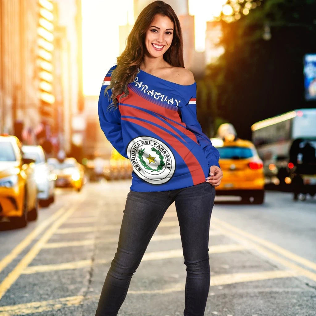 Paraguay Coat Of Arms Shoulder Sweater Cricket RLT7 - Wonder Print Shop