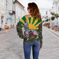 Lithuania Off Shoulder Sweater Iron Wolf RLT6 - Wonder Print Shop
