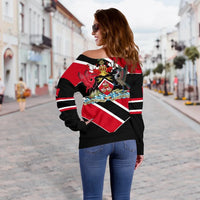 Trinidad and Tobago Women's Off Shoulder Sweater, Pro Energy RLT6 - Wonder Print Shop