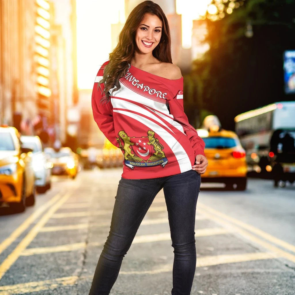 Singapore Coat Of Arms Shoulder Sweater Cricket RLT13 - Wonder Print Shop