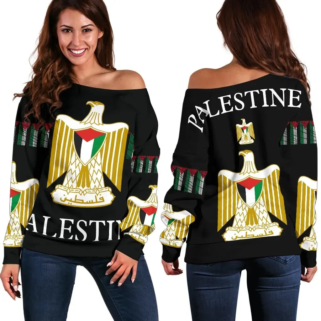 Palestine, United Women's Off Shoulder Sweater RLT13 - Wonder Print Shop