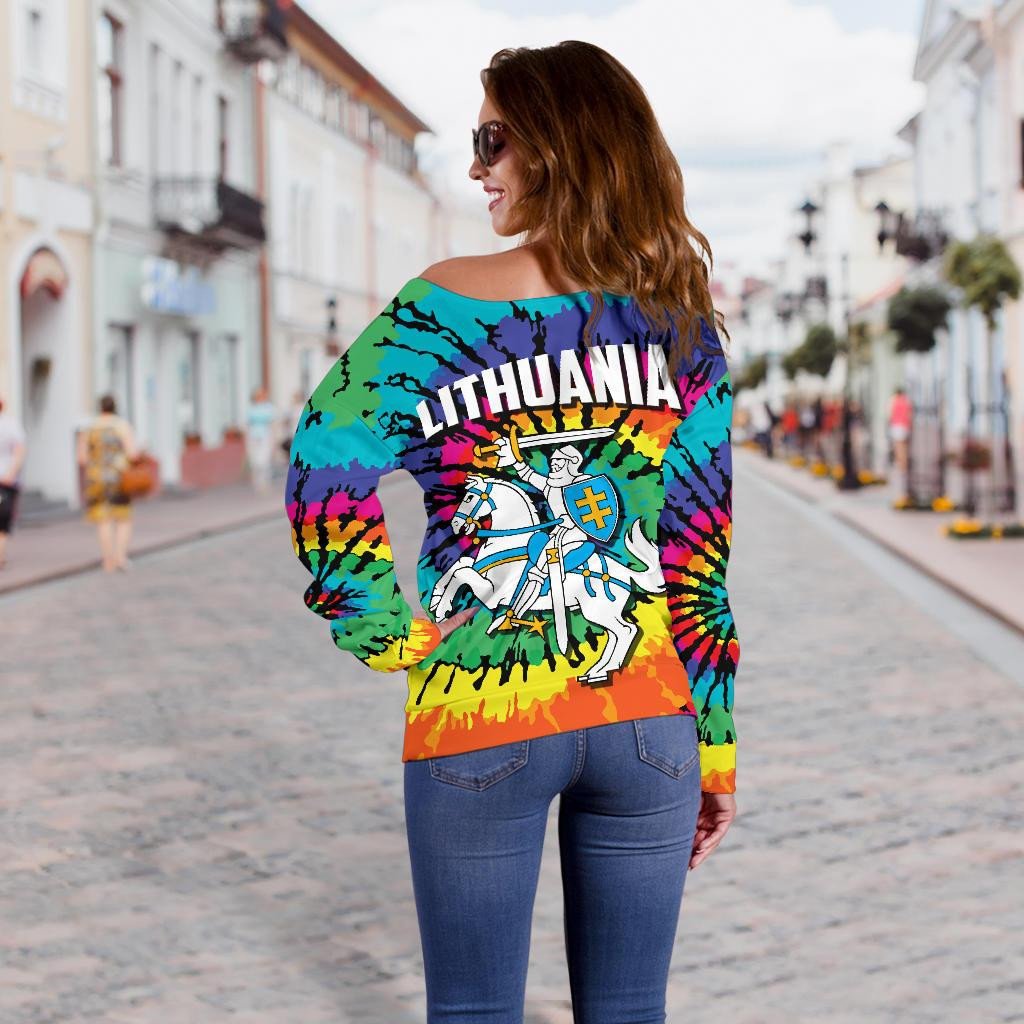 Lithuania Off Shoulder Sweater Tie Dye RLT6 - Wonder Print Shop